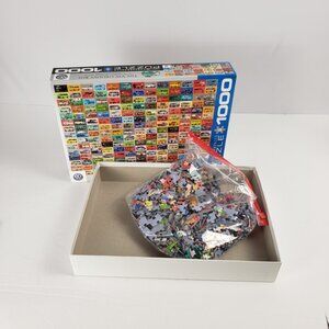 Puzzle EuroGraphics 1000pc VW Groovy Bus 19x26 Automobiles Used Jigsaw Vacay